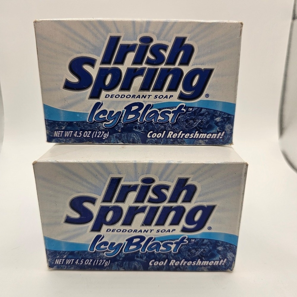 Vintage Irish Spring Icy Blast Deodorant Soap 3 Bars 4.5oz Each Sealed USA